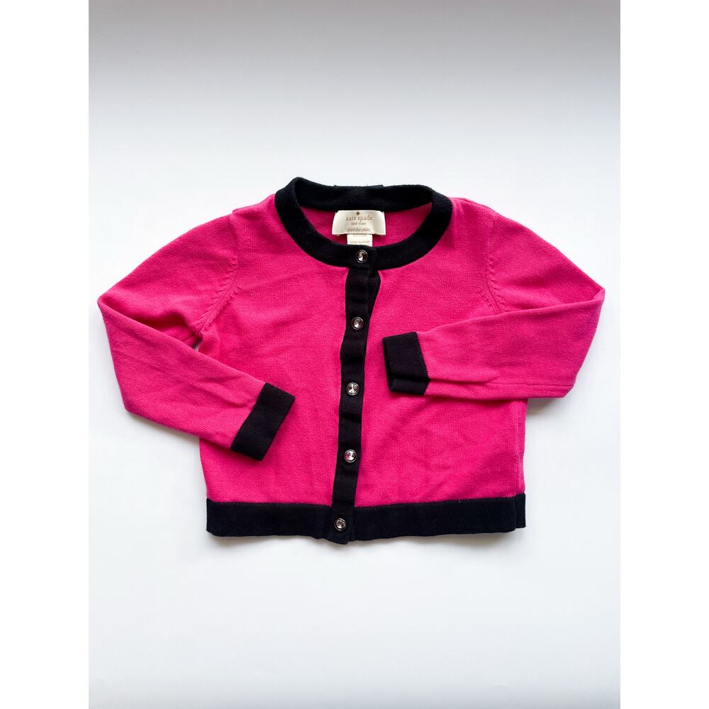 Toddler Girls Kate Spade Pink and Black Cardigan Sweater Size 24 Months